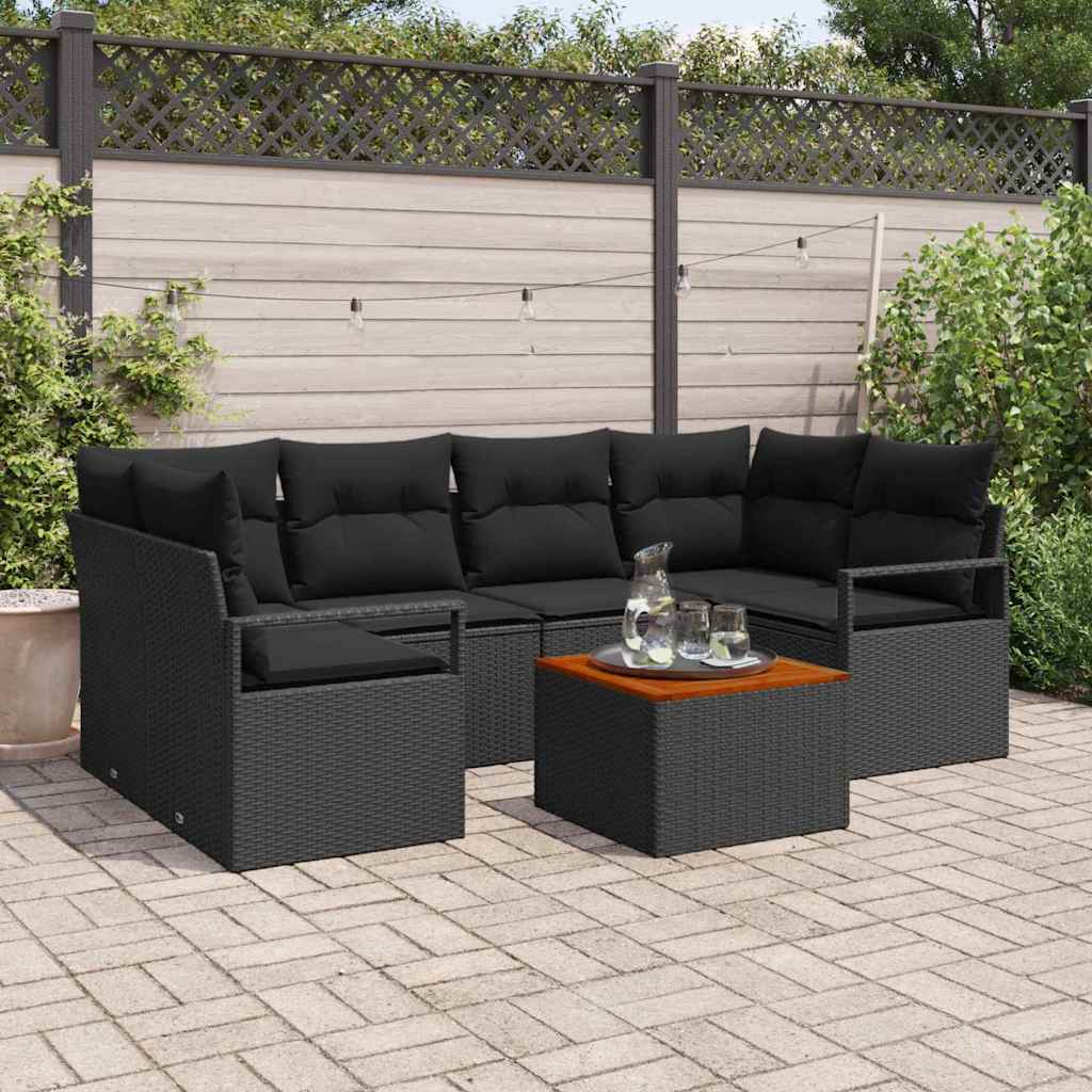 vidaXL Σετ Καναπέ Κήπου 7 pcs Μαύρο