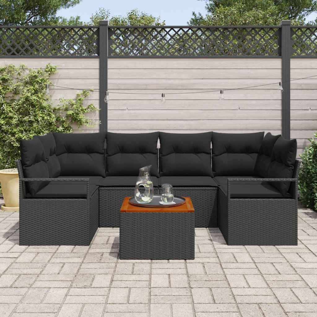 vidaXL Σετ Καναπέ Κήπου 7 pcs Μαύρο