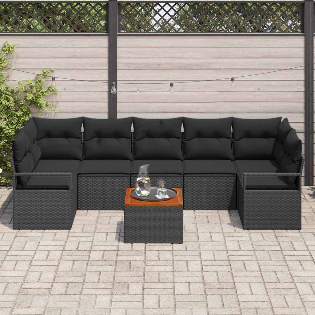 vidaXL Σετ Καναπέ Κήπου 8 pcs Μαύρο