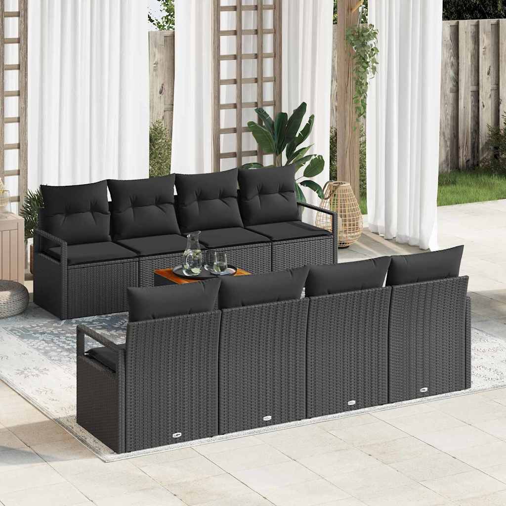 vidaXL Σετ Καναπέ Κήπου 9 pcs Μαύρο