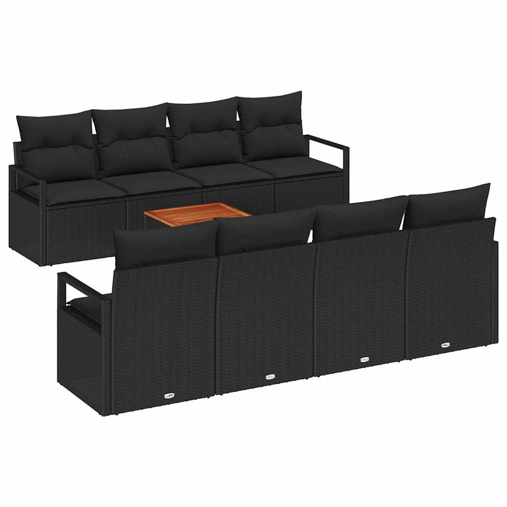 vidaXL Σετ Καναπέ Κήπου 9 pcs Μαύρο