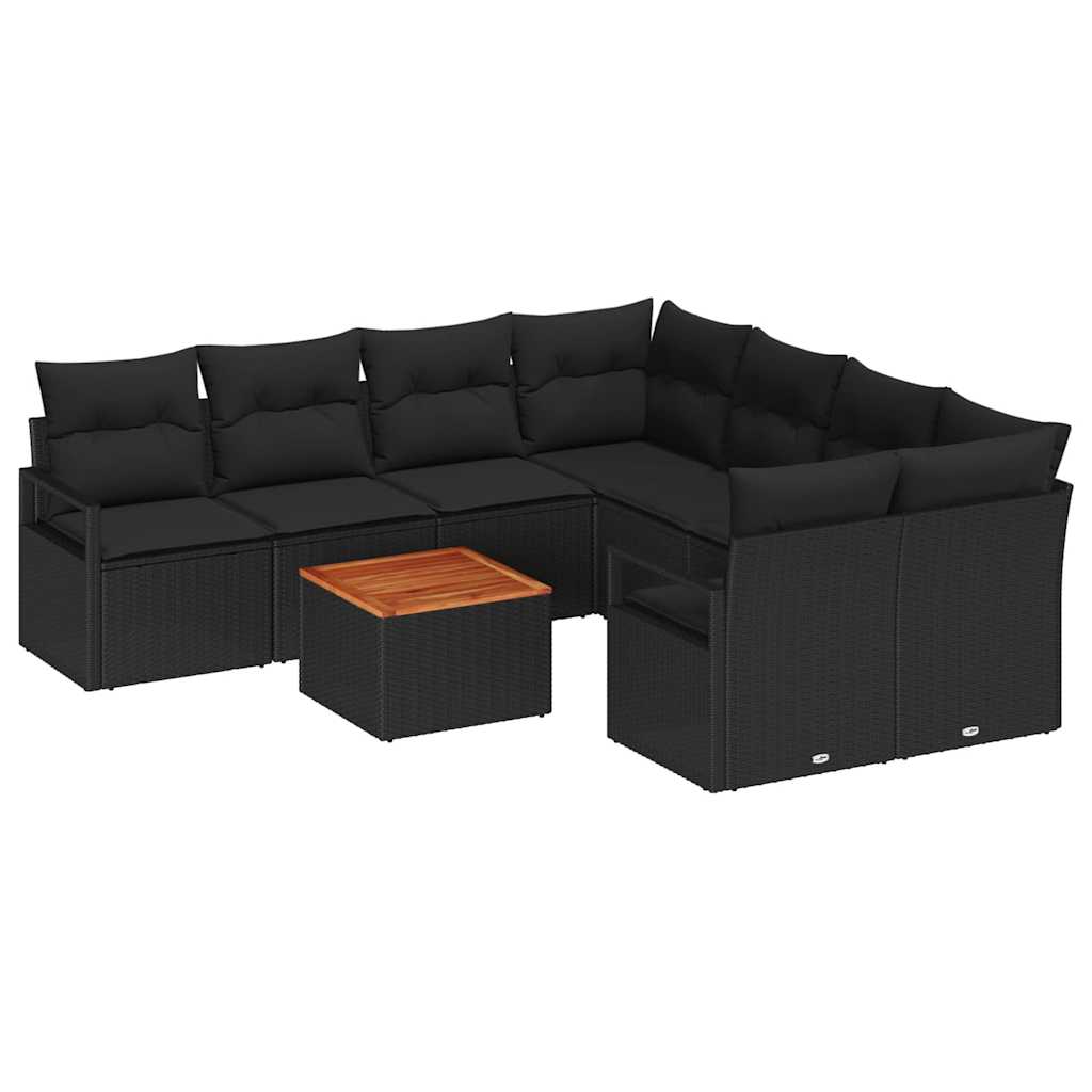 vidaXL Σετ Καναπέ Κήπου 9 pcs Μαύρο