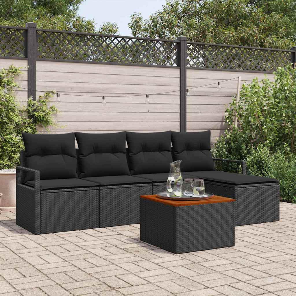 vidaXL Σετ Καναπέ Κήπου 6 pcs Μαύρο