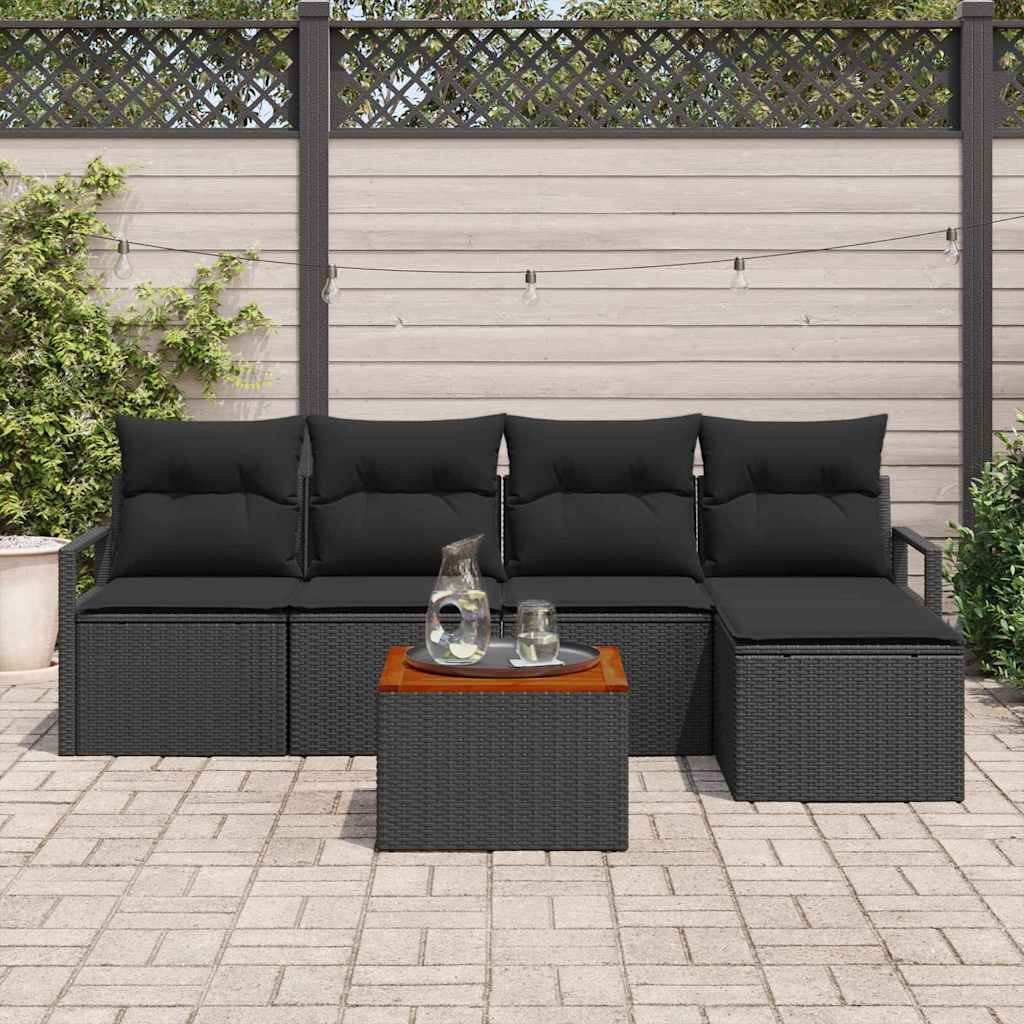 vidaXL Σετ Καναπέ Κήπου 6 pcs Μαύρο