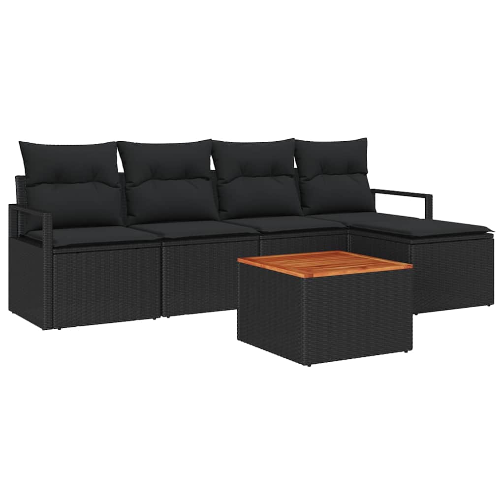 vidaXL Σετ Καναπέ Κήπου 6 pcs Μαύρο
