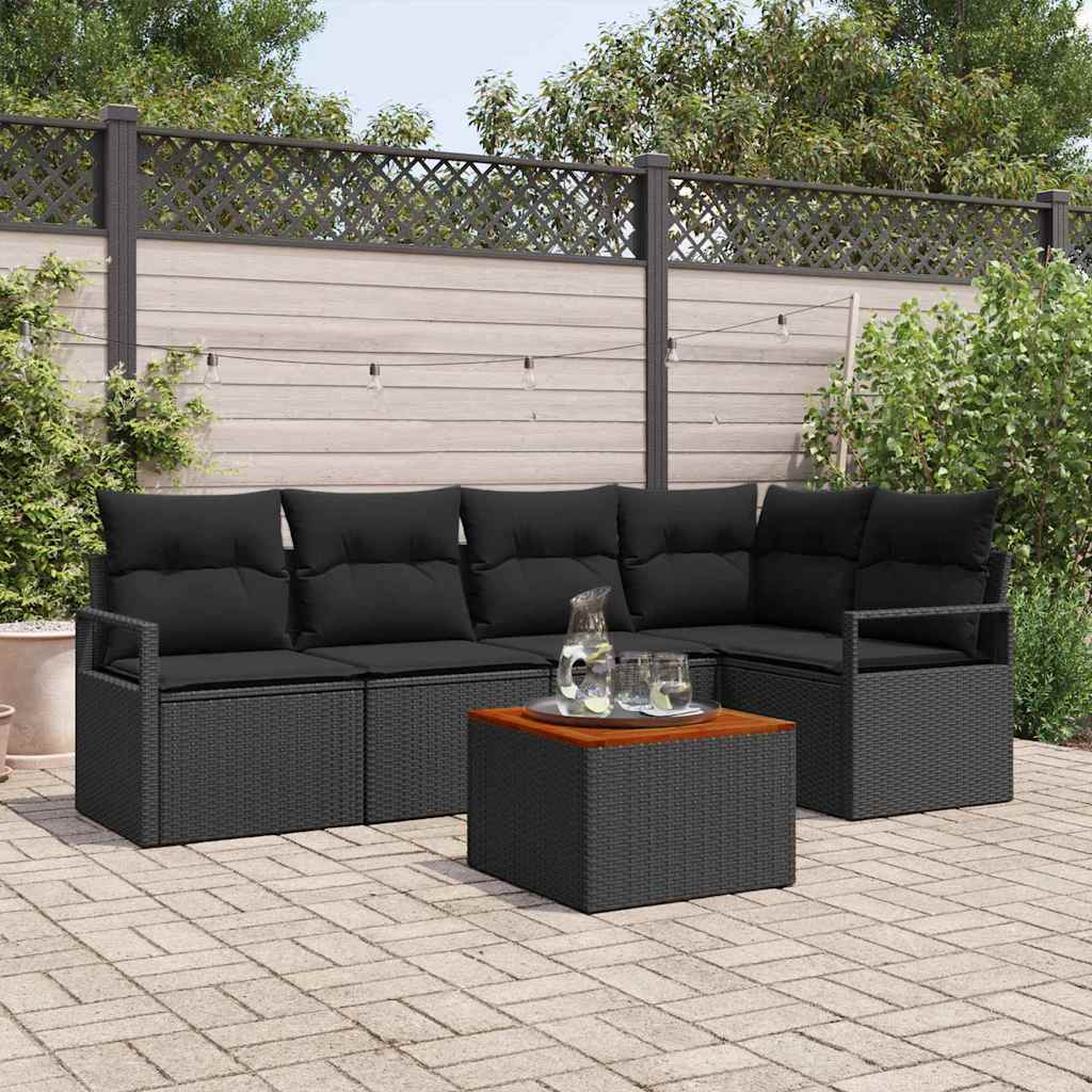 vidaXL Σετ Καναπέ Κήπου 6 pcs Μαύρο