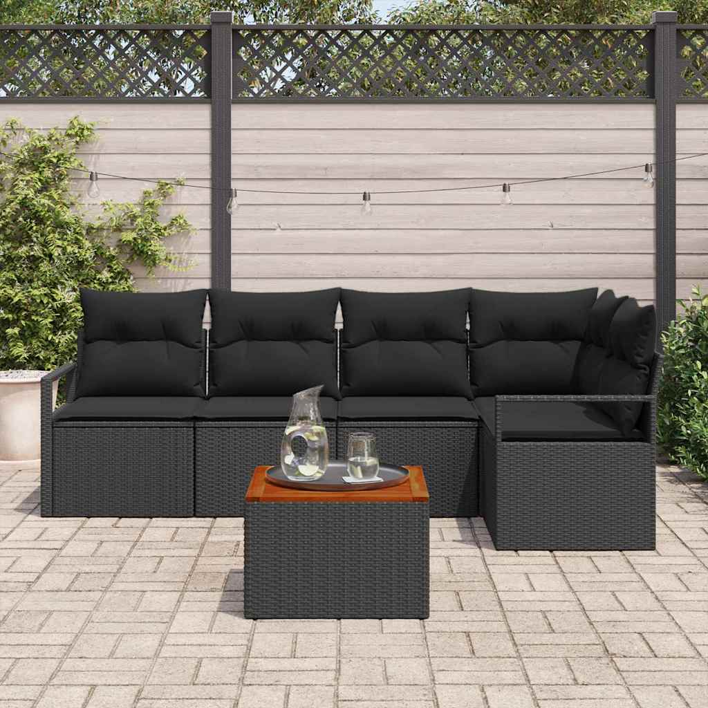 vidaXL Σετ Καναπέ Κήπου 6 pcs Μαύρο
