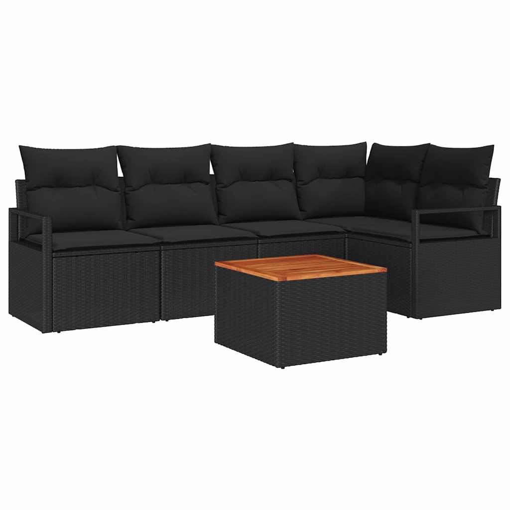 vidaXL Σετ Καναπέ Κήπου 6 pcs Μαύρο