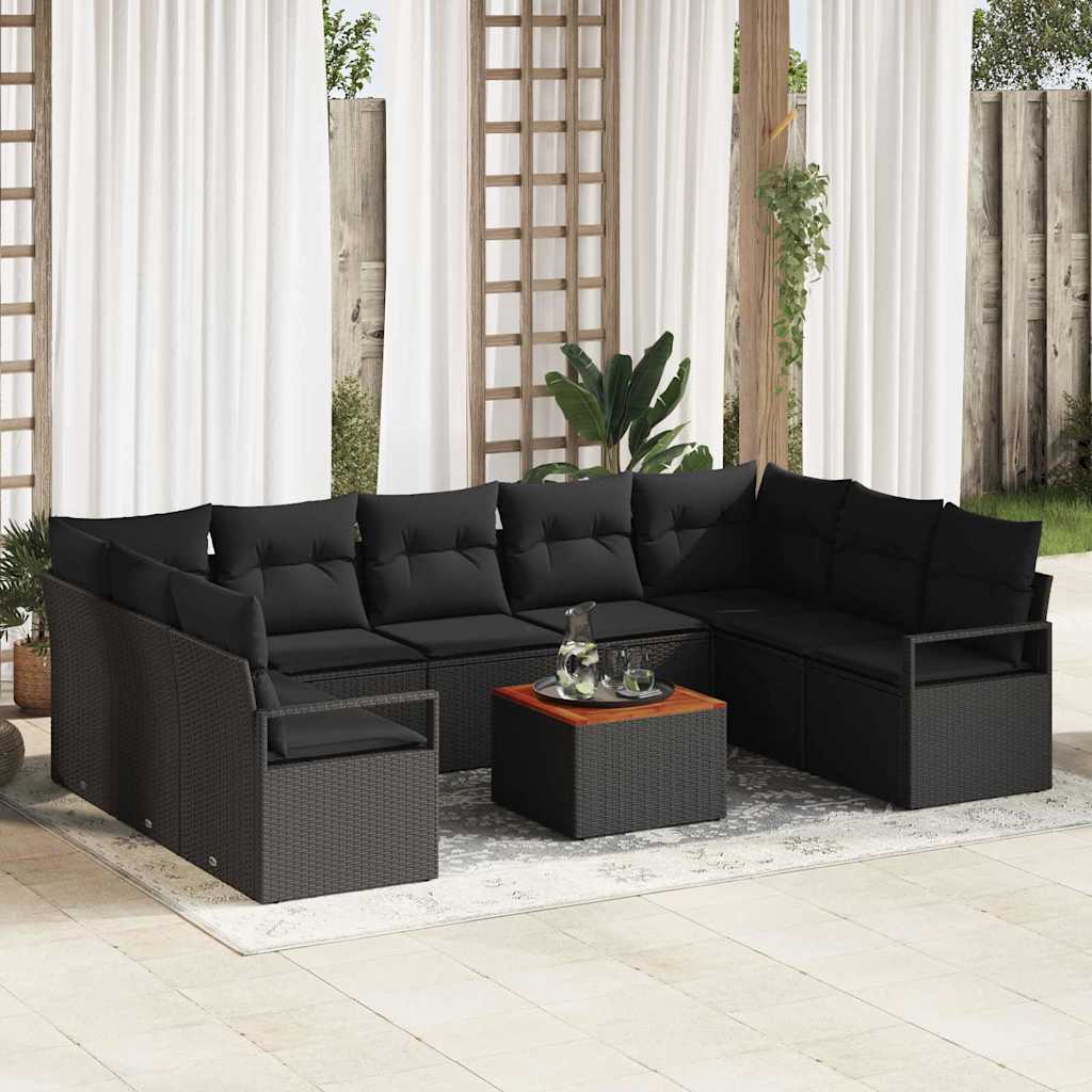 vidaXL Σετ Καναπέ Κήπου 10 pcs Μαύρο