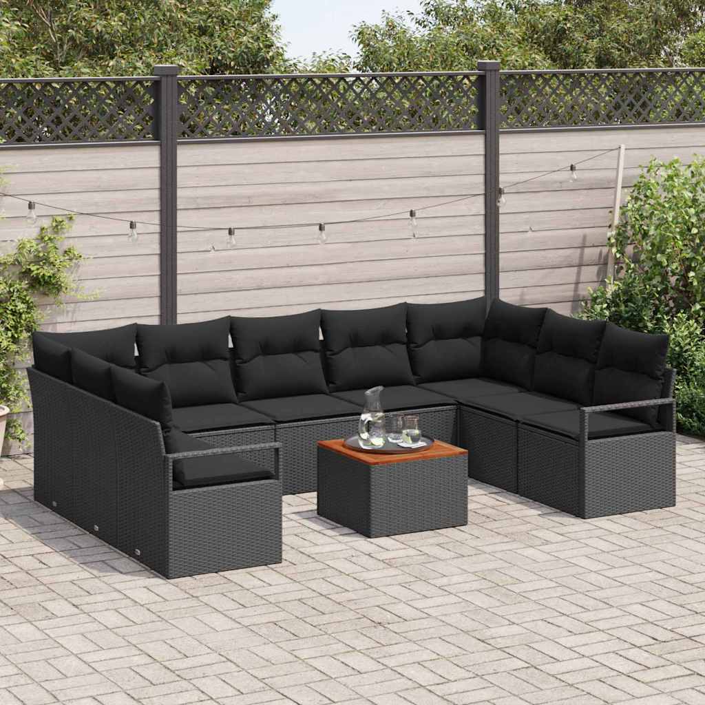 vidaXL Σετ Καναπέ Κήπου 10 pcs Μαύρο