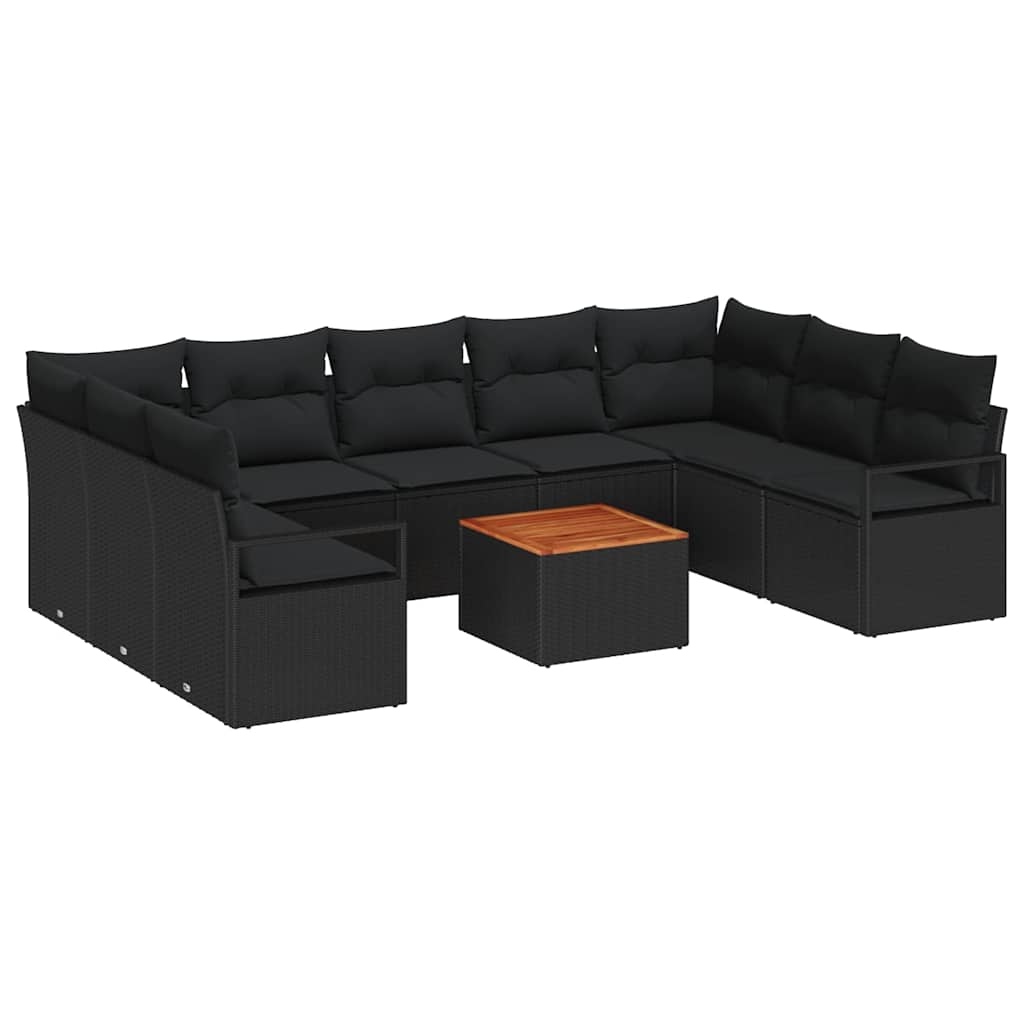 vidaXL Σετ Καναπέ Κήπου 10 pcs Μαύρο