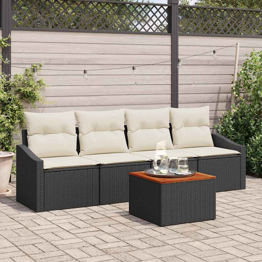vidaXL Σετ Καναπέ Κήπου 5 pcs Μαύρος, λευκός 55 x 55 x 37 εκ