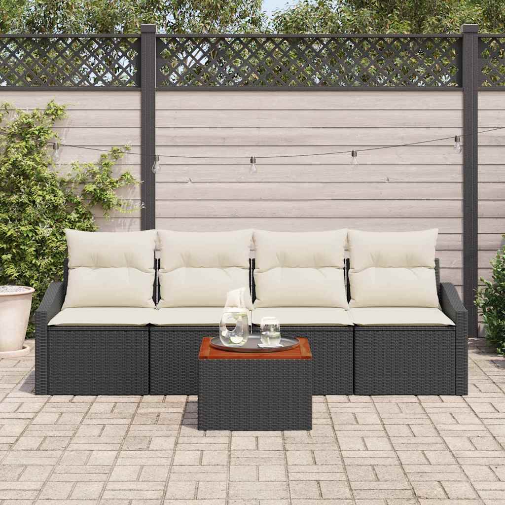 vidaXL Σετ Καναπέ Κήπου 5 pcs Μαύρος, λευκός 55 x 55 x 37 εκ