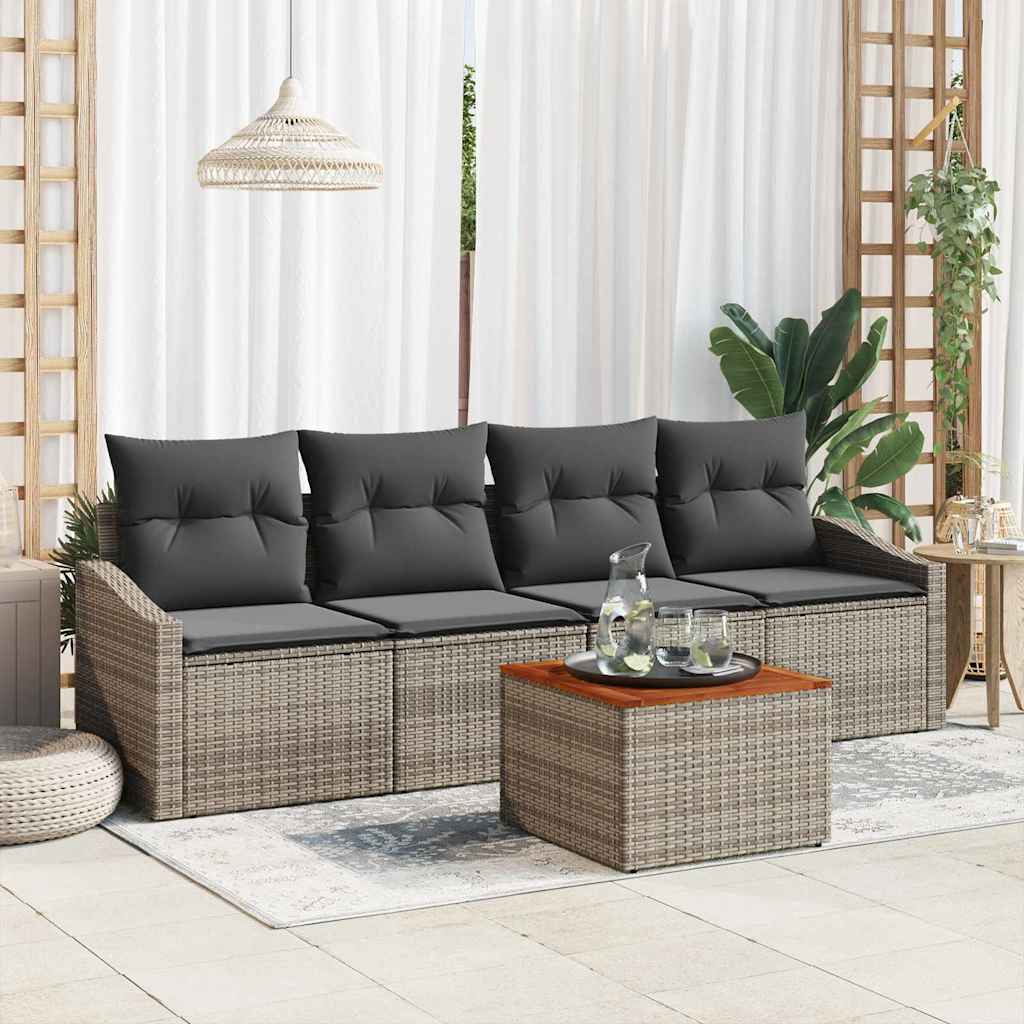 vidaXL Σετ Καναπέ Κήπου 5 pcs Γκρι