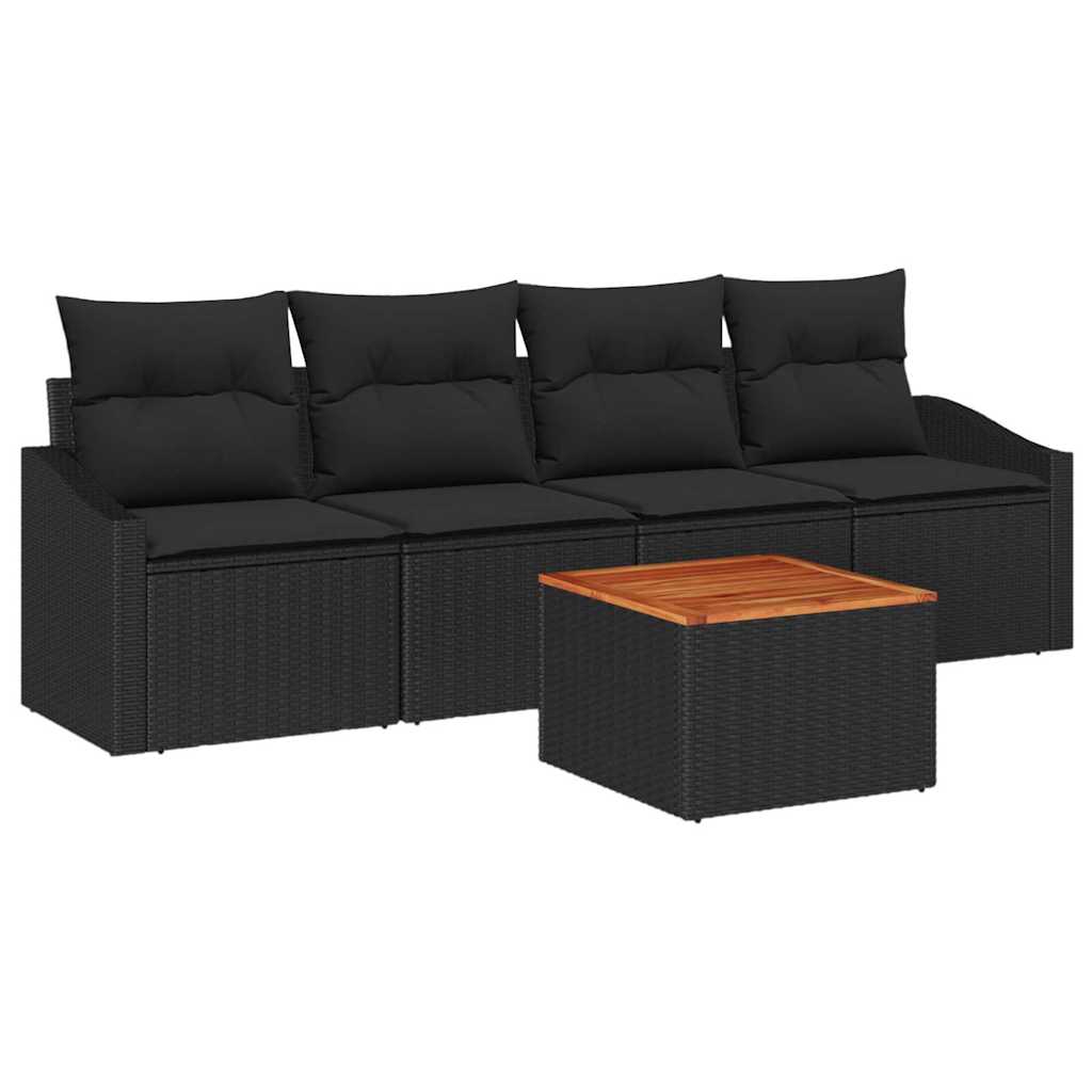 vidaXL Σετ Καναπέ Κήπου 5 pcs Μαύρο