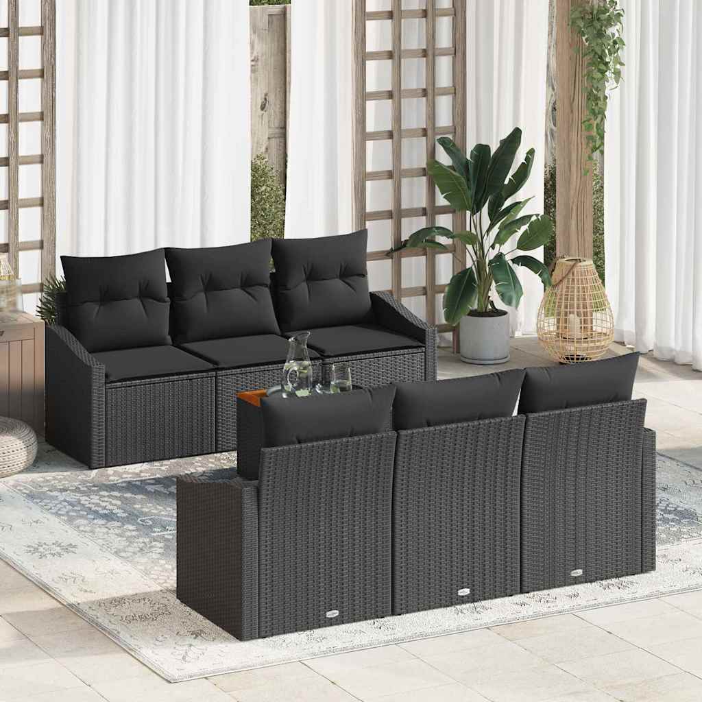 vidaXL Σετ Καναπέ Κήπου 7 pcs Μαύρο