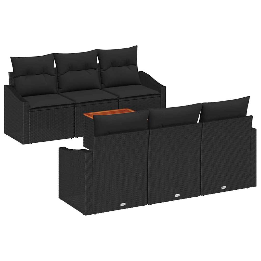 vidaXL Σετ Καναπέ Κήπου 7 pcs Μαύρο