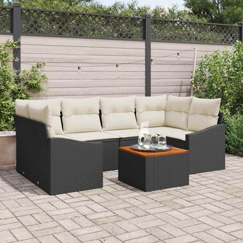 vidaXL Σετ καναπέ κήπου 7 pcs Μαύρος, λευκός 55 x 55 x 37 εκ