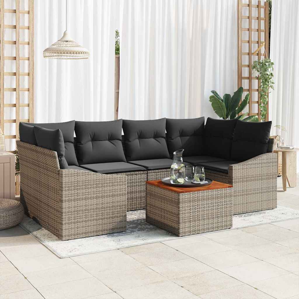 vidaXL Σετ Καναπέ Κήπου 7 pcs Γκρι