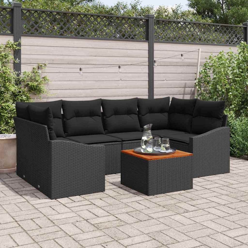 vidaXL Σετ Καναπέ Κήπου 7 pcs Μαύρο