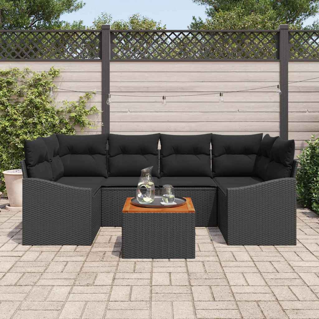 vidaXL Σετ Καναπέ Κήπου 7 pcs Μαύρο