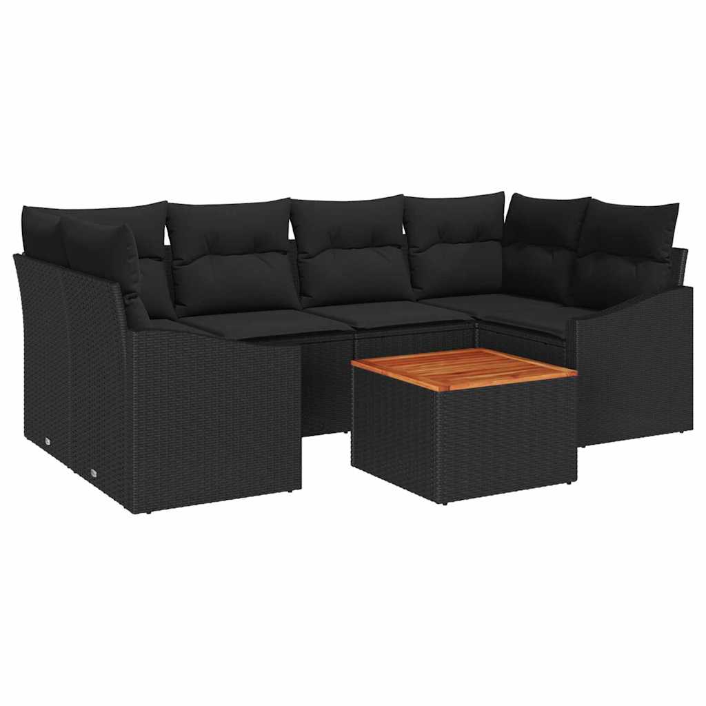 vidaXL Σετ Καναπέ Κήπου 7 pcs Μαύρο