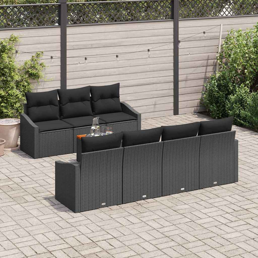 vidaXL Σετ Καναπέ Κήπου 8 pcs Μαύρο