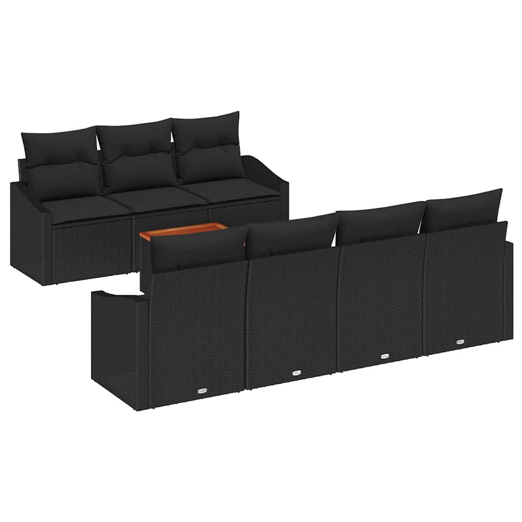 vidaXL Σετ Καναπέ Κήπου 8 pcs Μαύρο