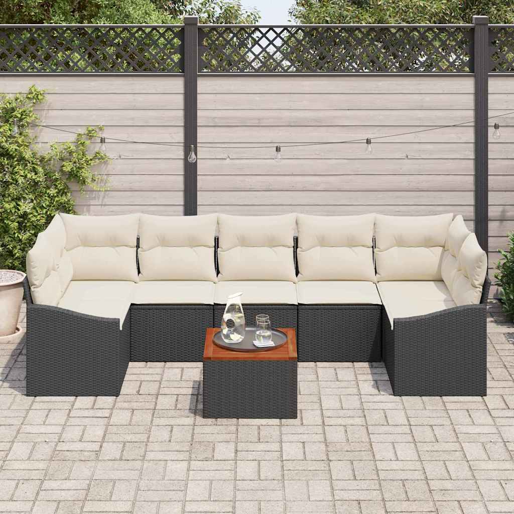 vidaXL Σετ Καναπέ Κήπου 8 pcs Μαύρο και λευκό