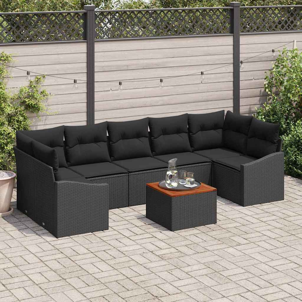 vidaXL Σετ Καναπέ Κήπου 8 pcs Μαύρο