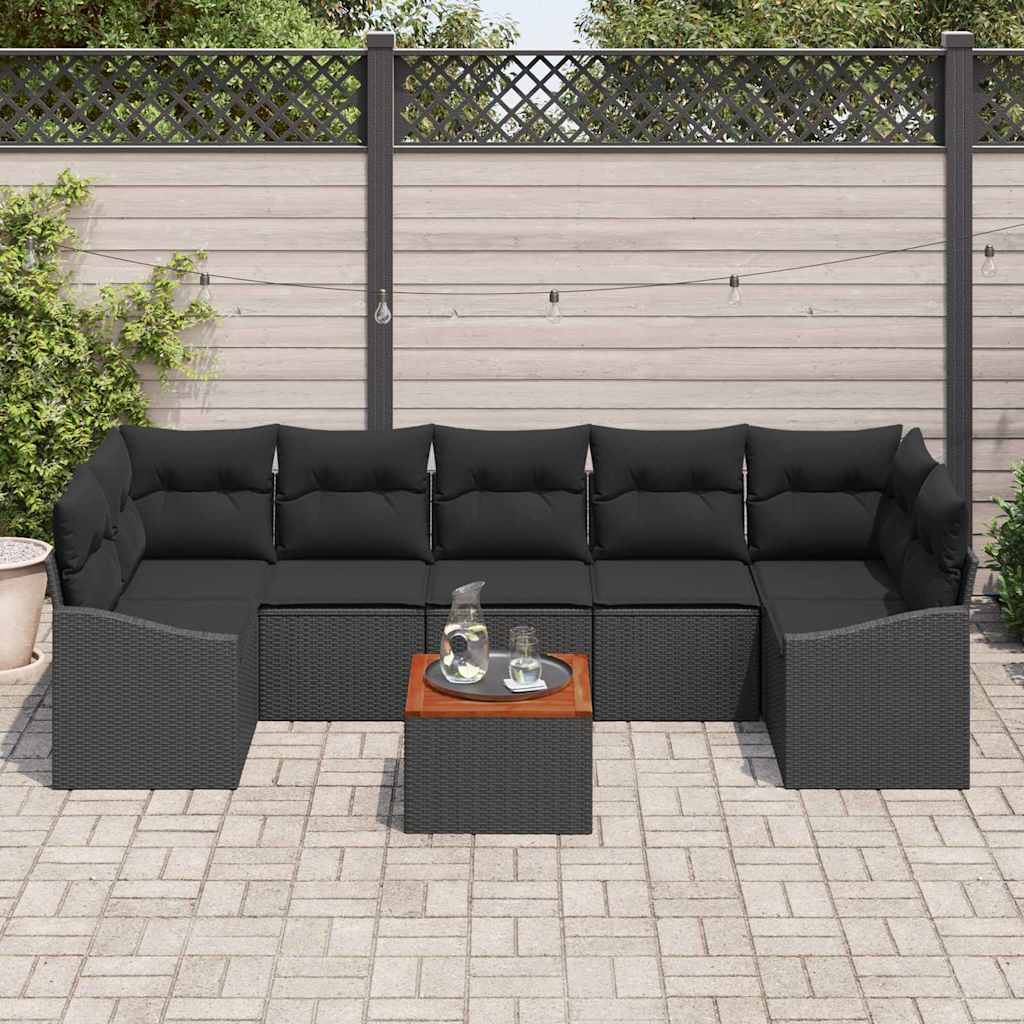 vidaXL Σετ Καναπέ Κήπου 8 pcs Μαύρο