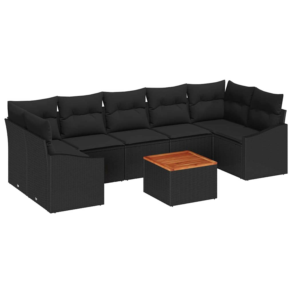 vidaXL Σετ Καναπέ Κήπου 8 pcs Μαύρο