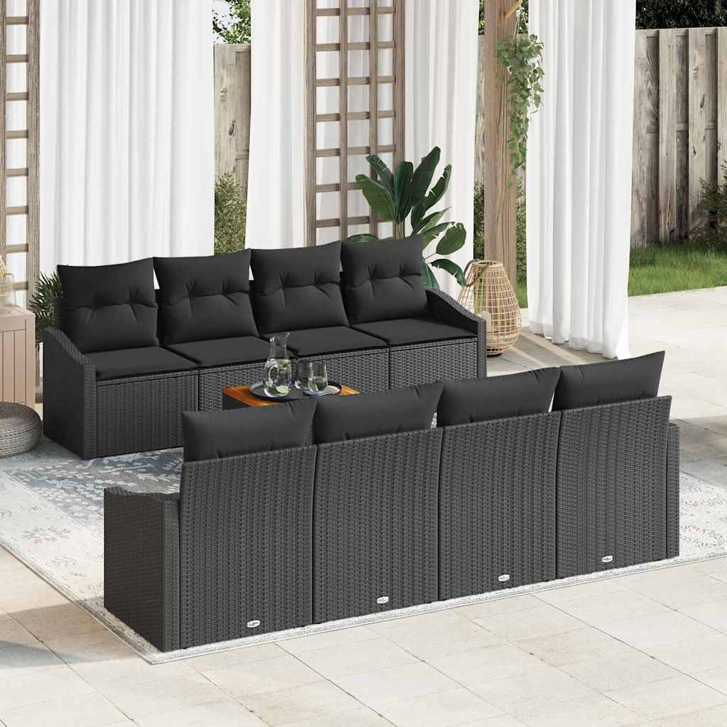vidaXL Σετ Καναπέ Κήπου 7 pcs Μαύρο