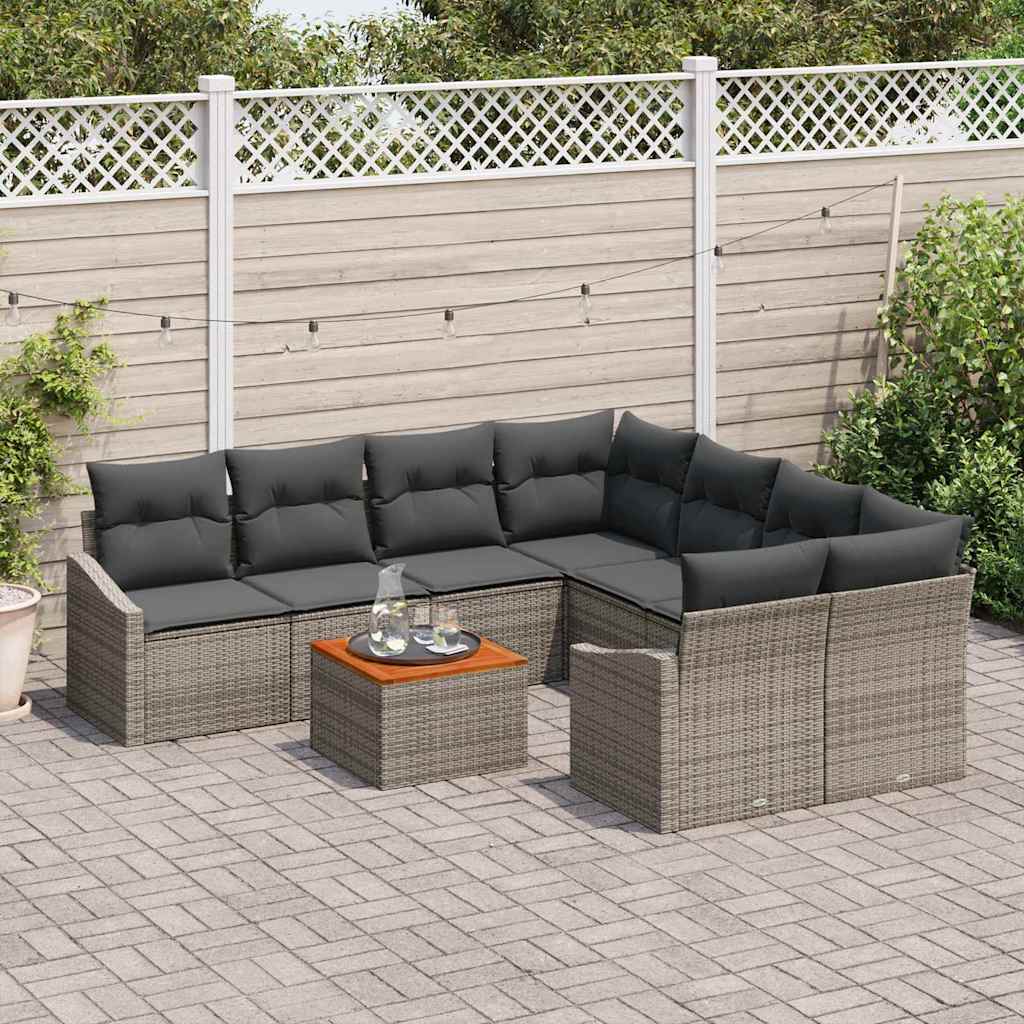vidaXL Σετ Καναπέ Κήπου 9 pcs Γκρι