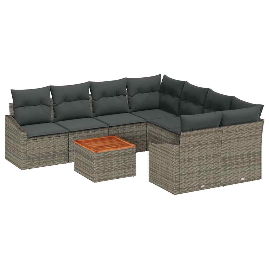 vidaXL Σετ Καναπέ Κήπου 9 pcs Γκρι