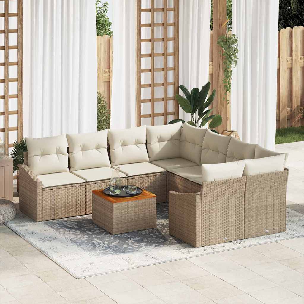 vidaXL Σετ Καναπέ Κήπου 9 pcs Μπεζ και λευκό