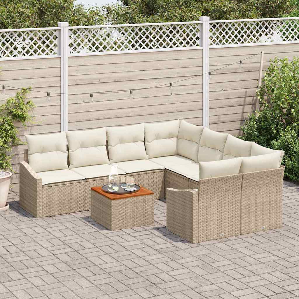 vidaXL Σετ Καναπέ Κήπου 9 pcs Μπεζ και λευκό