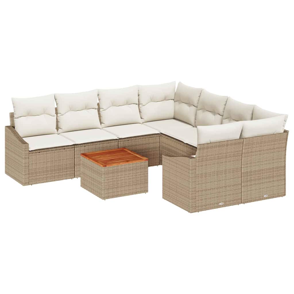 vidaXL Σετ Καναπέ Κήπου 9 pcs Μπεζ και λευκό