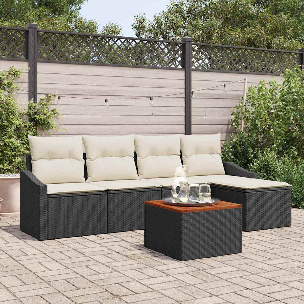vidaXL Σετ Καναπέ Κήπου 6 pcs Μαύρο και λευκό