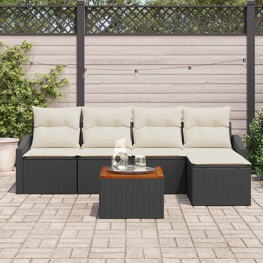 vidaXL Σετ Καναπέ Κήπου 6 pcs Μαύρο και λευκό