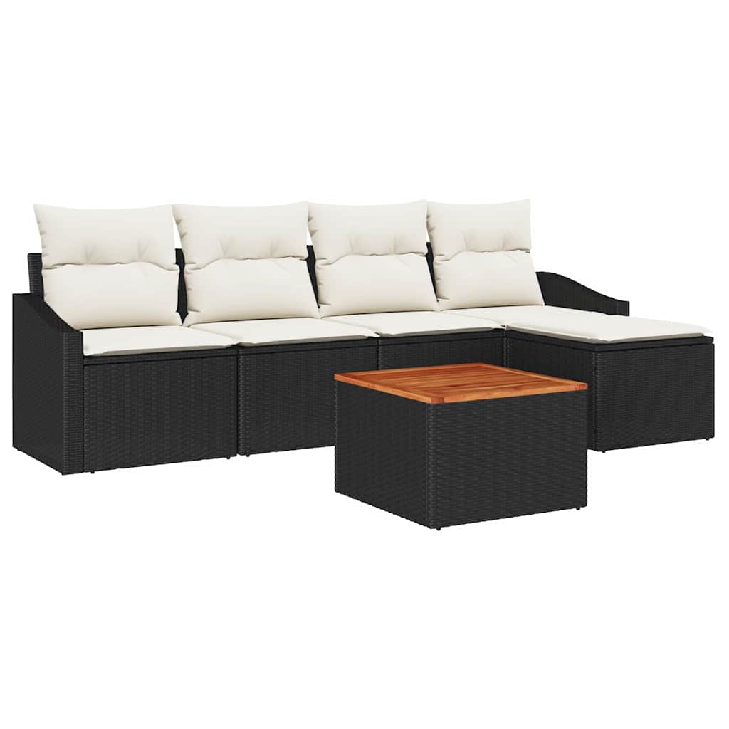 vidaXL Σετ Καναπέ Κήπου 6 pcs Μαύρο και λευκό