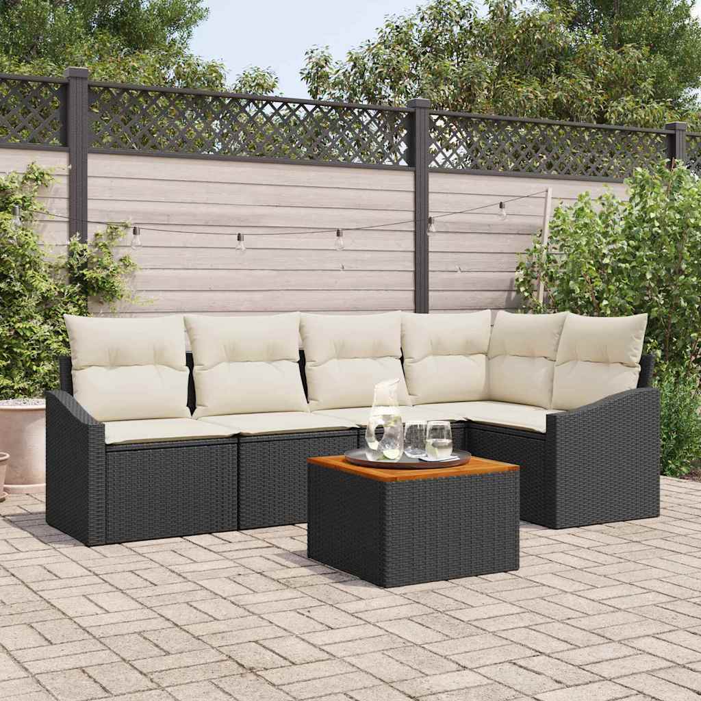 vidaXL Σετ Καναπέ Κήπου 6 pcs Μαύρο και λευκό