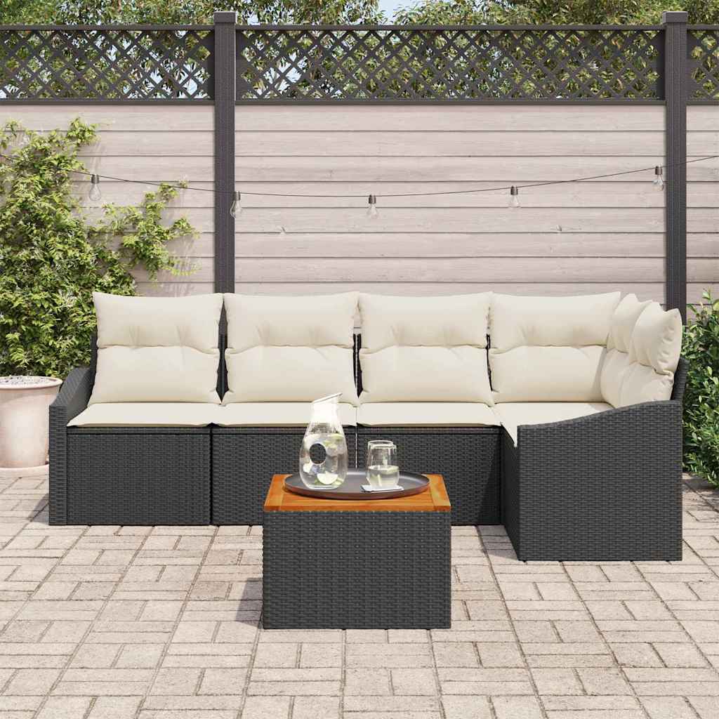 vidaXL Σετ Καναπέ Κήπου 6 pcs Μαύρο και λευκό