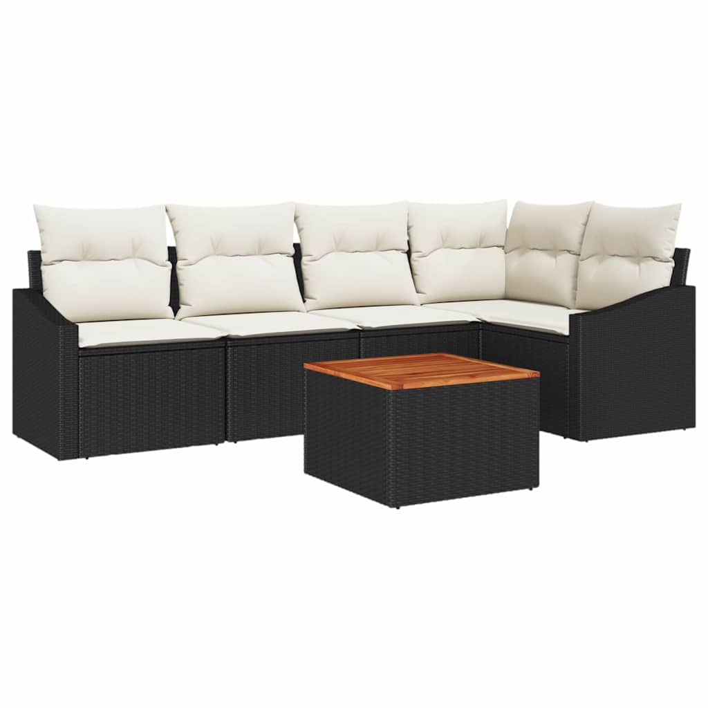 vidaXL Σετ Καναπέ Κήπου 6 pcs Μαύρο και λευκό