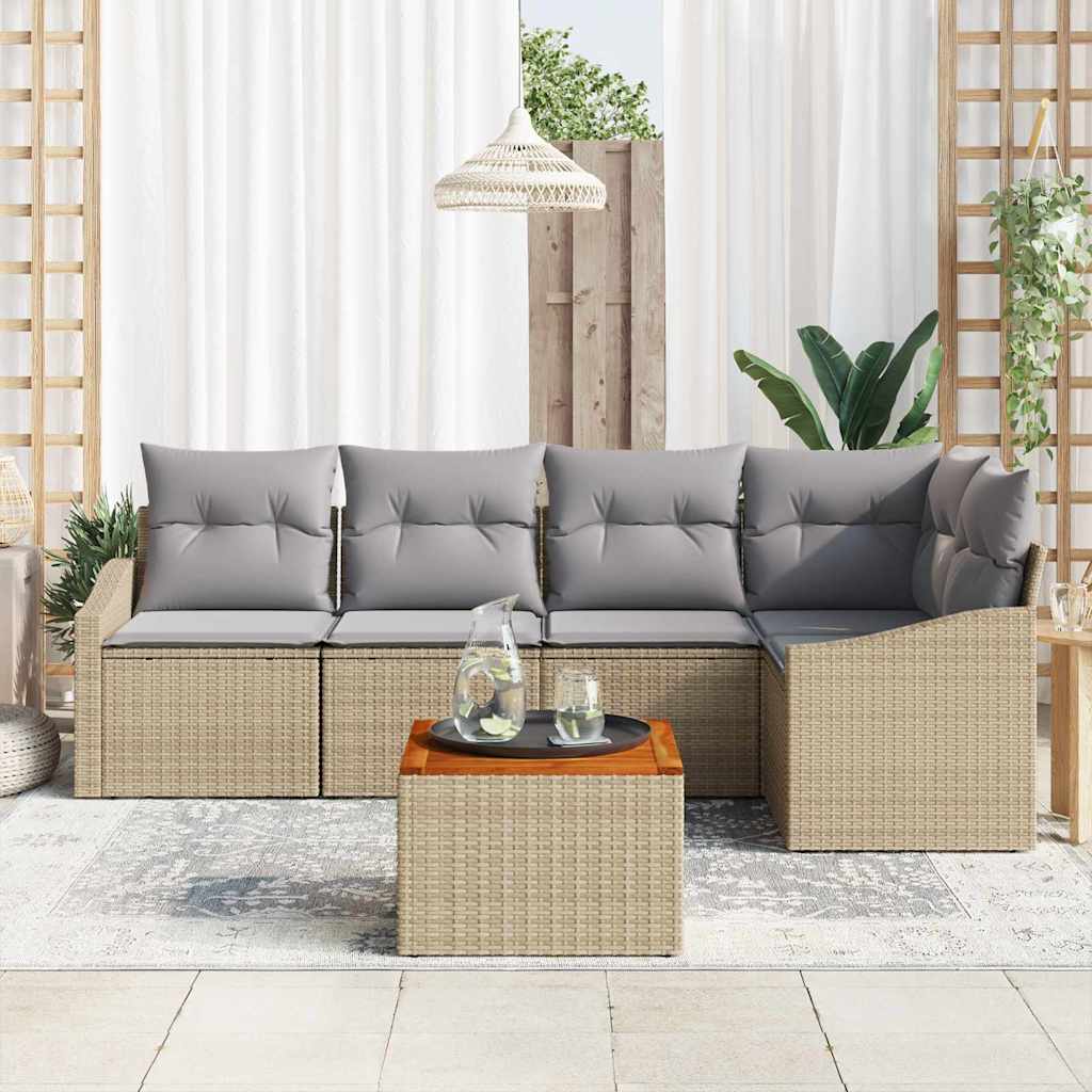 vidaXL Σετ Καναπέ Κήπου 6 pcs Beige, ανοιχτό γκρι 55 x 55 x 37 εκ