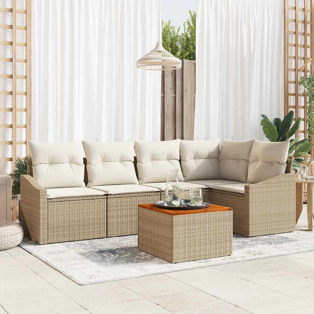 vidaXL Σετ Καναπέ Κήπου 6 pcs Μπεζ και λευκό