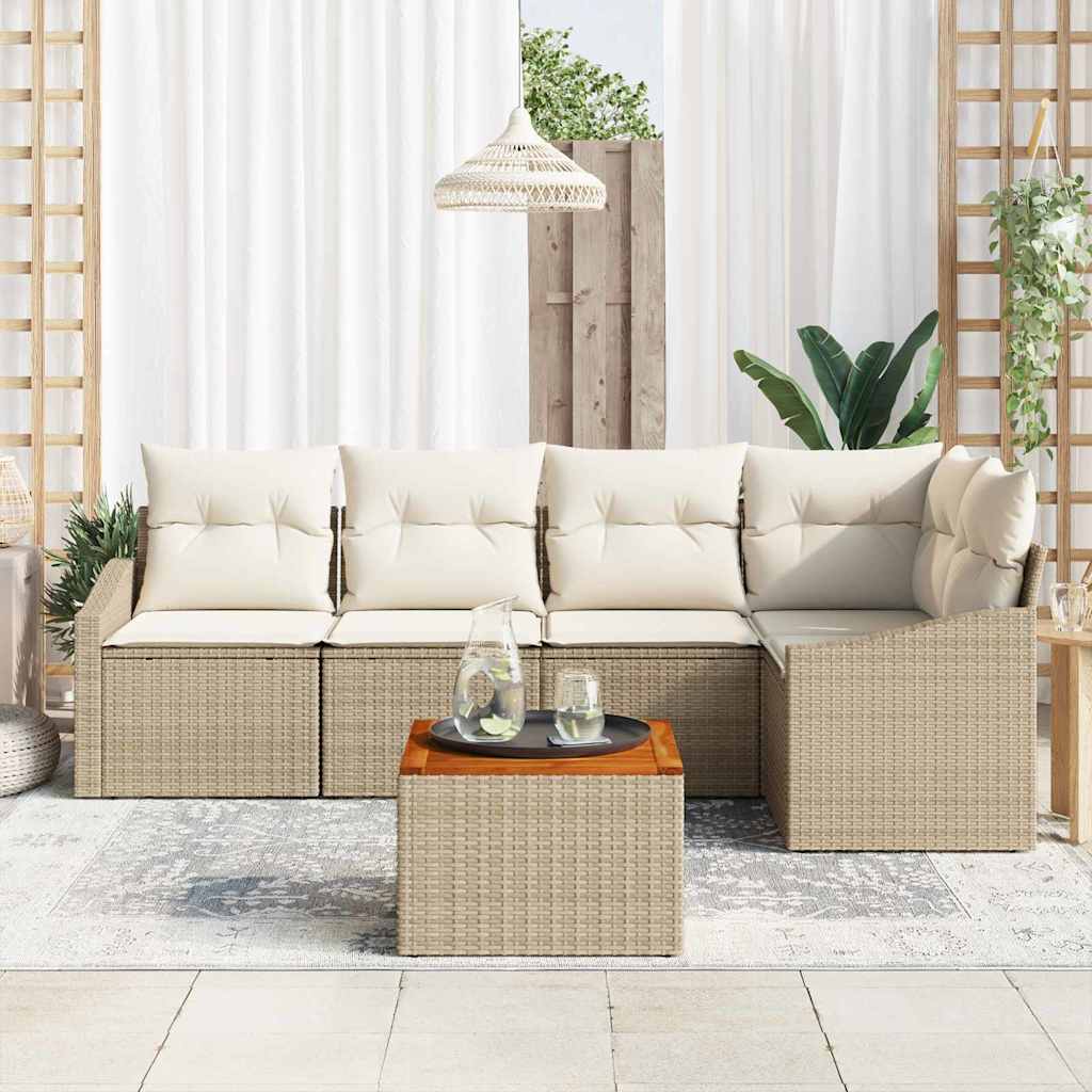 vidaXL Σετ Καναπέ Κήπου 6 pcs Μπεζ και λευκό