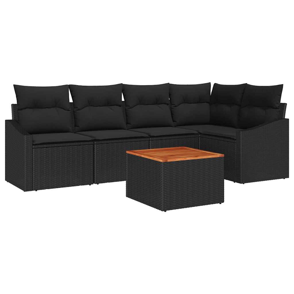 vidaXL Σετ Καναπέ Κήπου 6 pcs Μαύρο 55 x 55 x 37 εκ