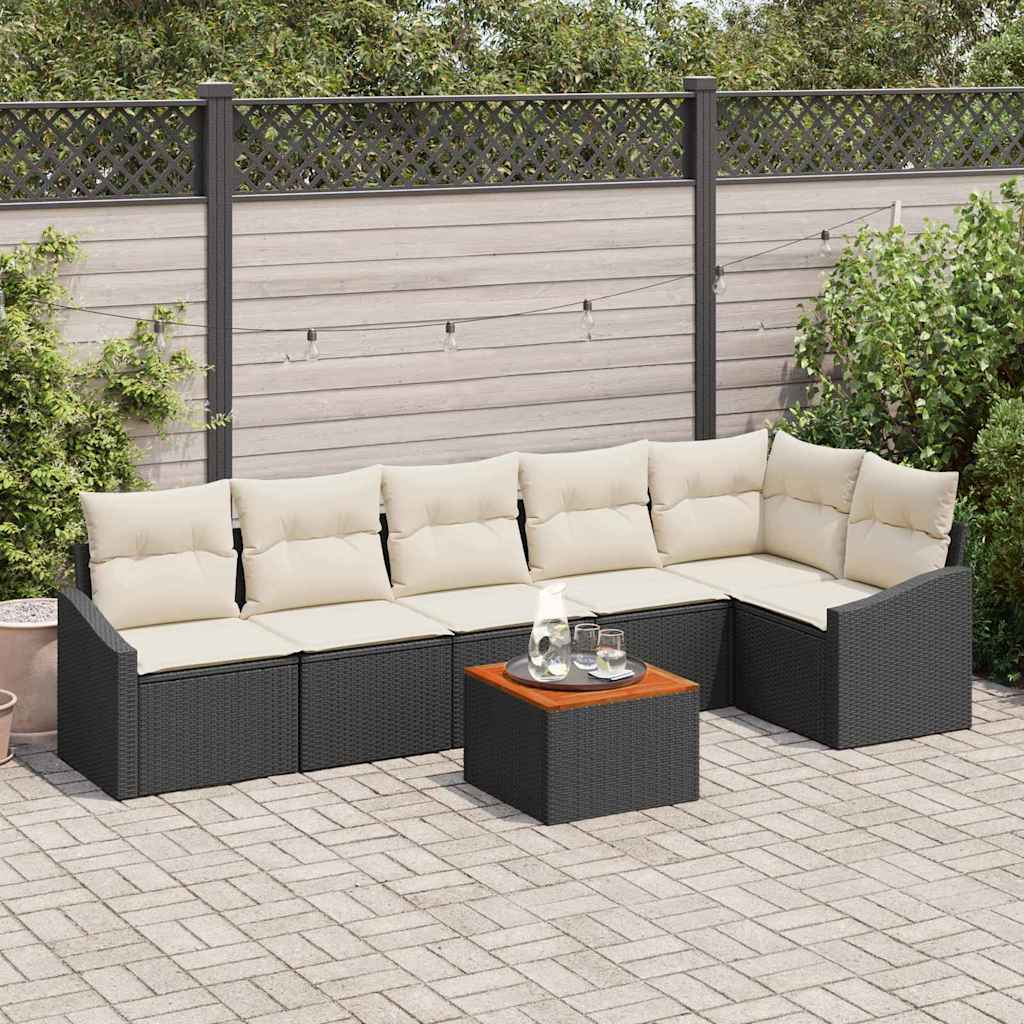 vidaXL Σετ Καναπέ Κήπου 7 pcs Μαύρο και λευκό