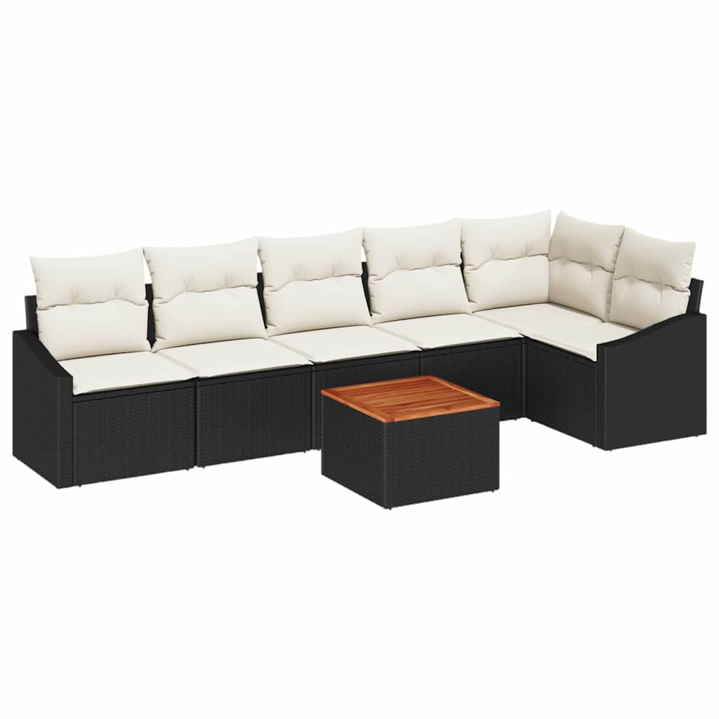 vidaXL Σετ Καναπέ Κήπου 7 pcs Μαύρο και λευκό